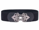 Women's Black Strechable 60mm Wide Waist Belt Clasp Buckle Elastic Band Clip-on Cinch Trimmer One Size Fits All Fashion Accessory